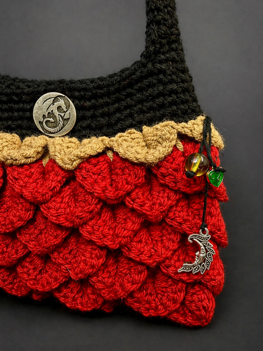 Ember Dragon Scale Purse – Lined Crochet Bag | Handmade