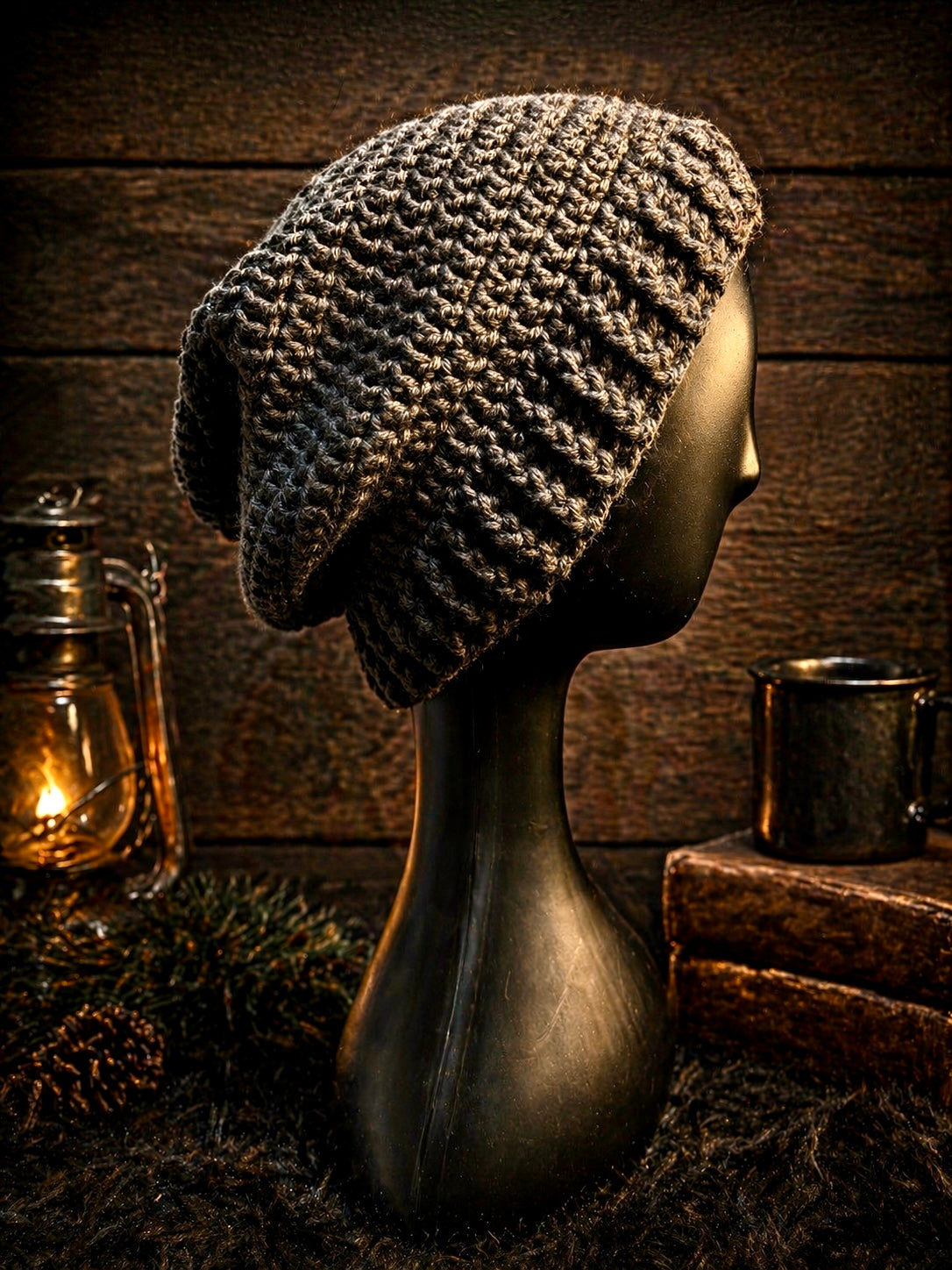 Gunmetal Drift Slouchy Beanie – Handmade Crochet Hat | Unisex