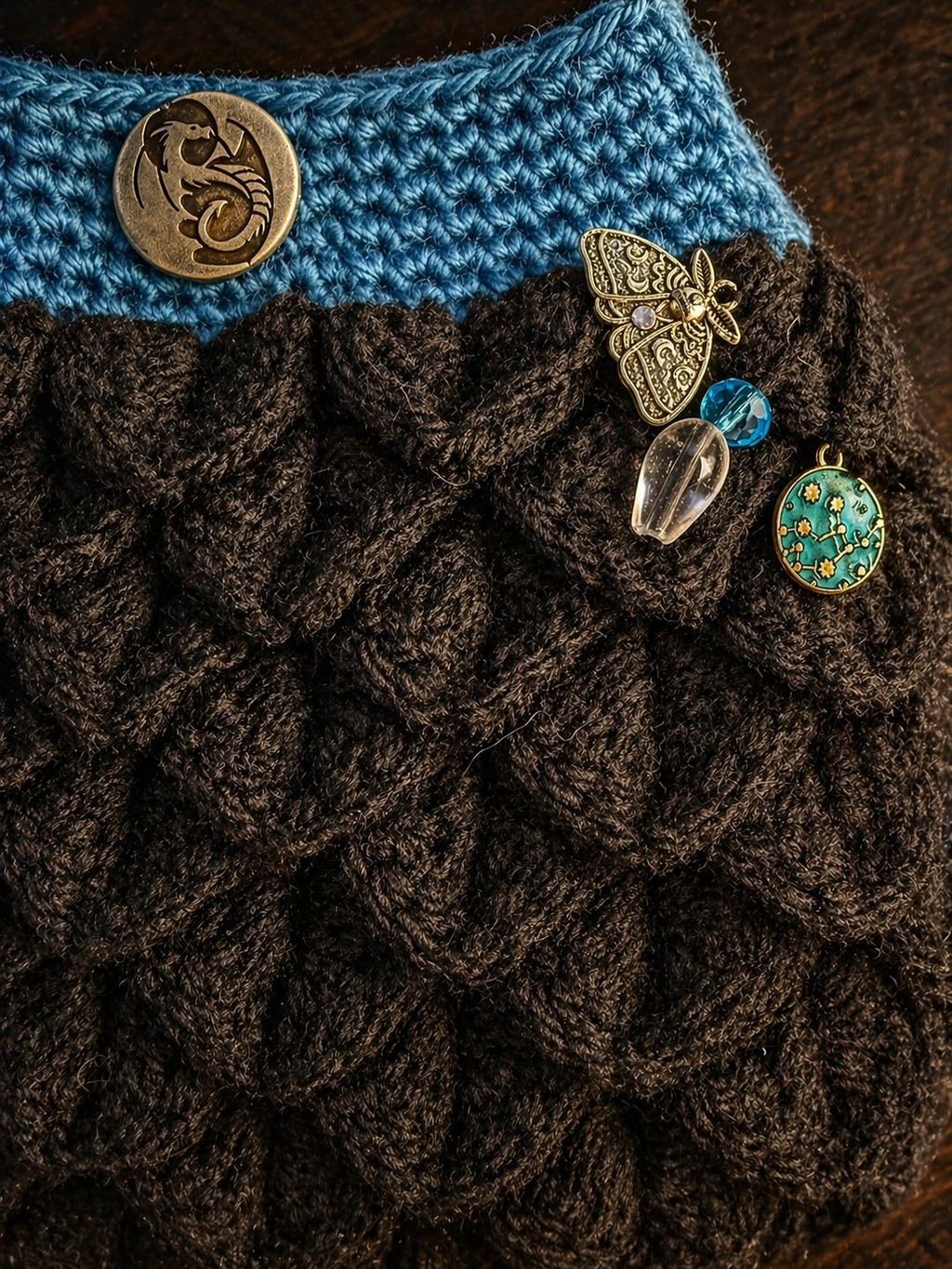 Mystic Ocean Dragon Scale Purse – Lined Crochet Bag | Handmade
