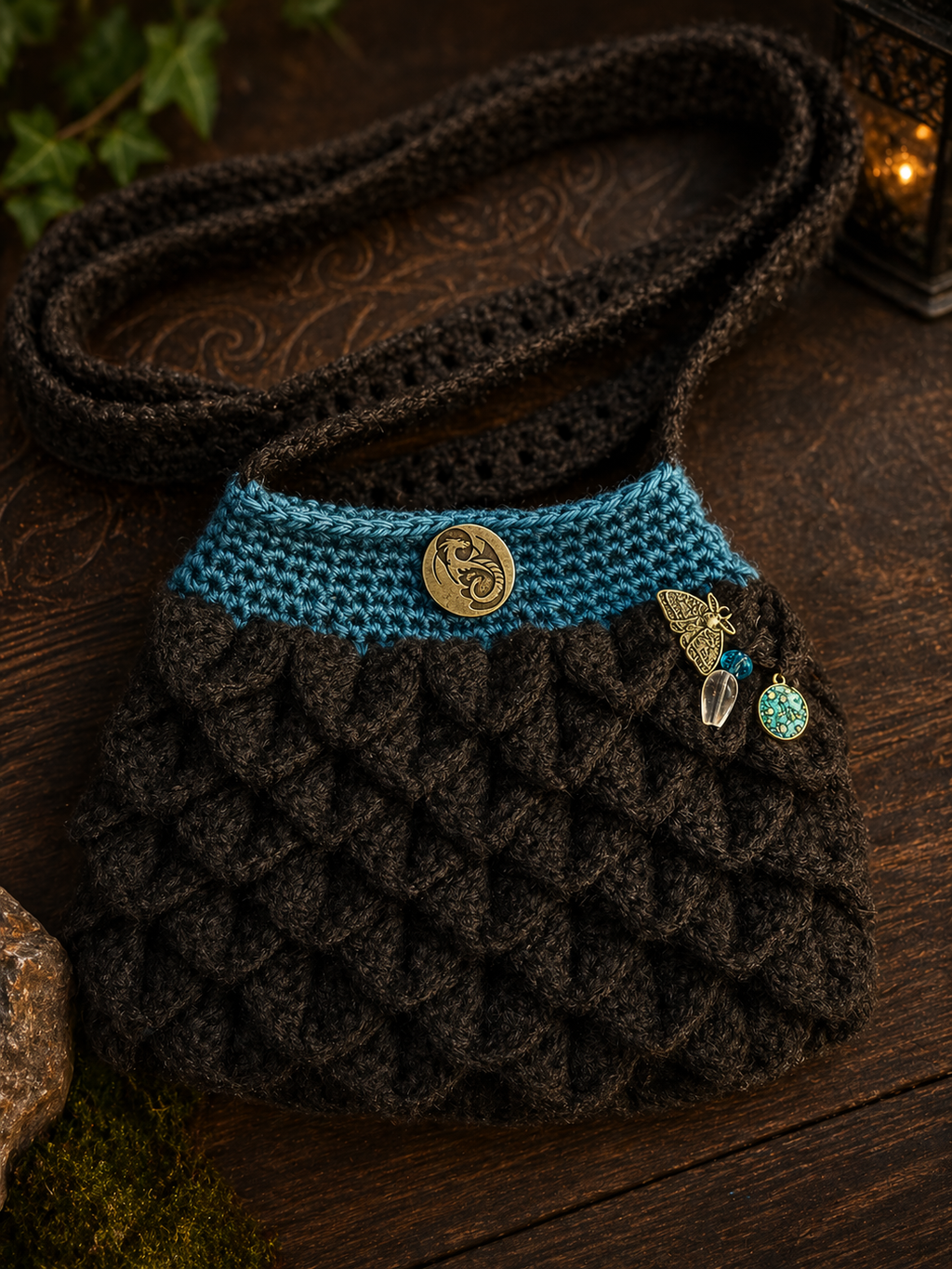 Mystic Ocean Dragon Scale Purse – Lined Crochet Bag | Handmade
