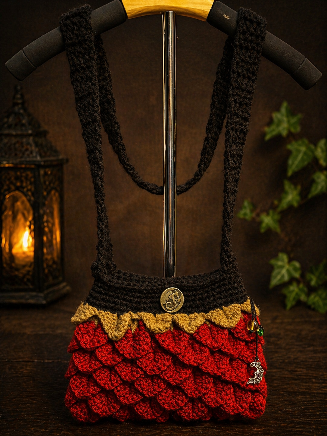 Ember Dragon Scale Purse – Lined Crochet Bag | Handmade
