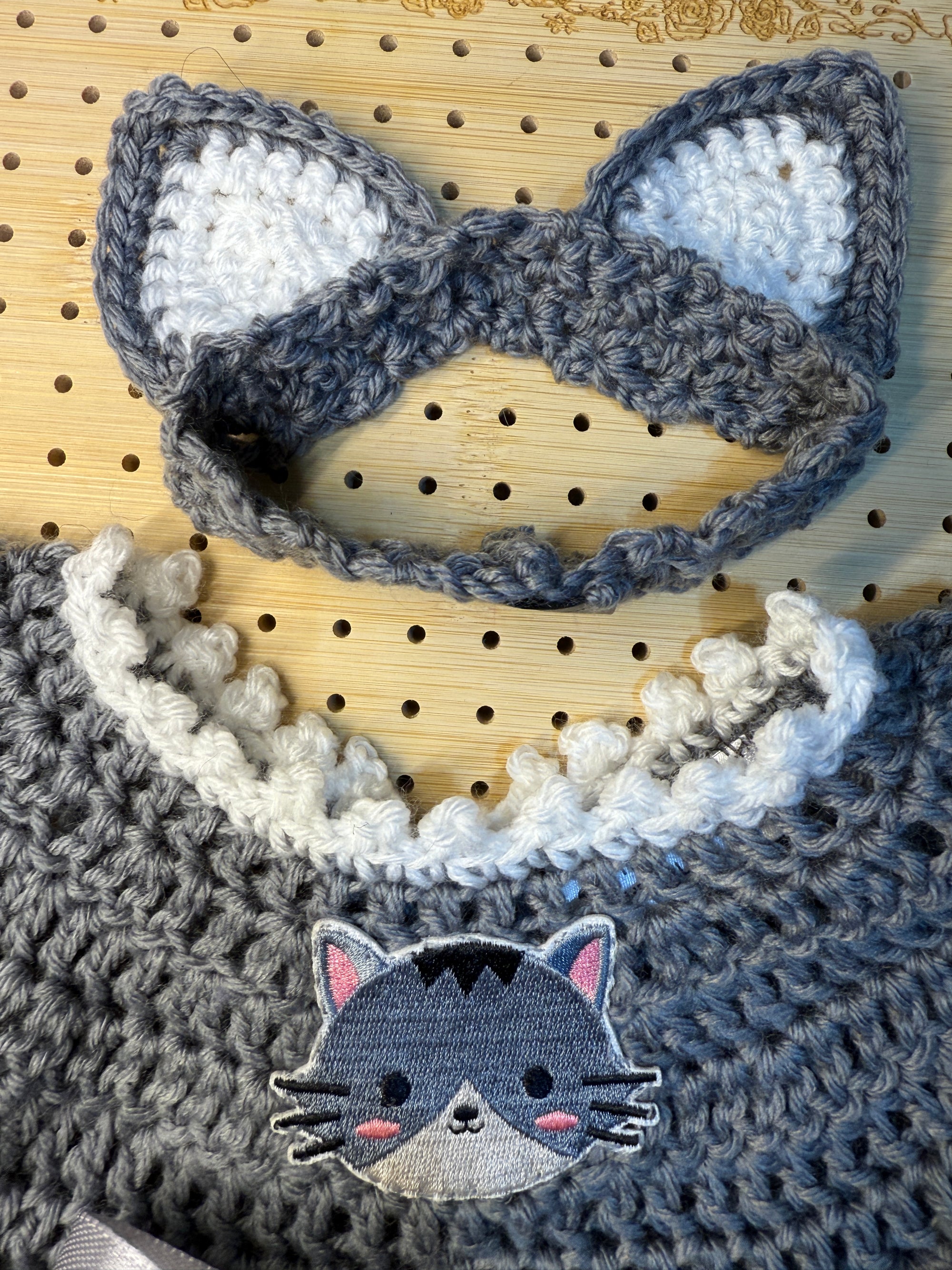 Gray Kitty Baby Dress Set (0–6 Months)