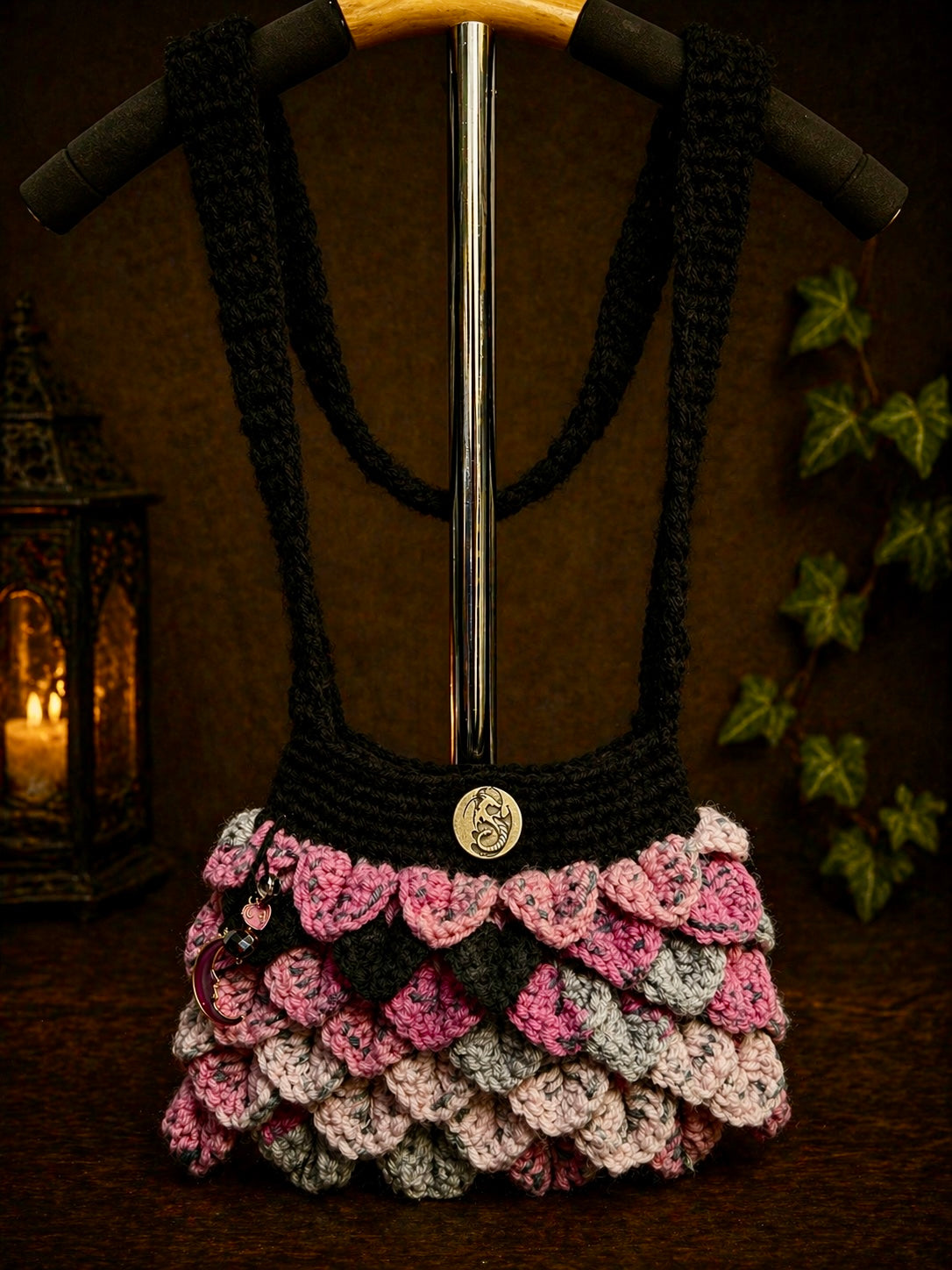 Rosefire Dragon Scale Purse – Lined Crochet Bag | Handmade