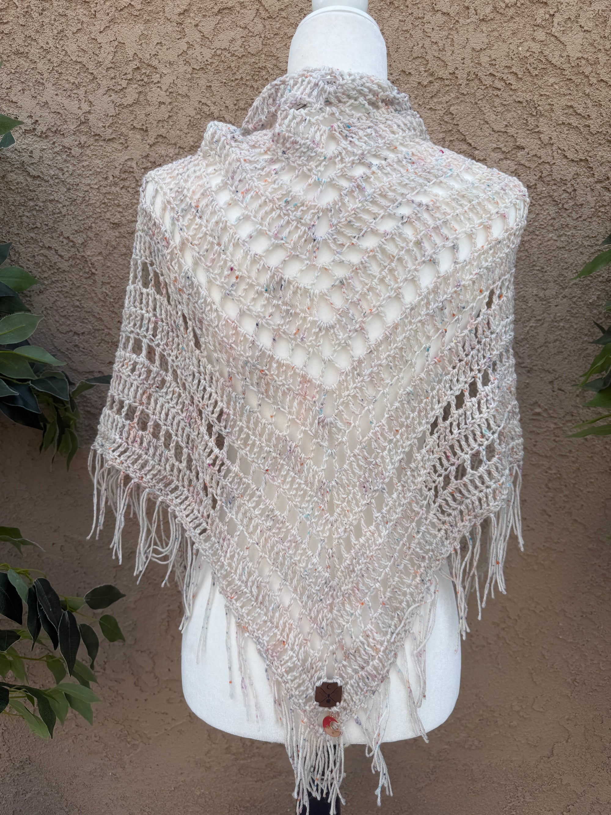 Ivory Confetti Prayer Shawl | Hand Crocheted 3 Way Wearable Wrap