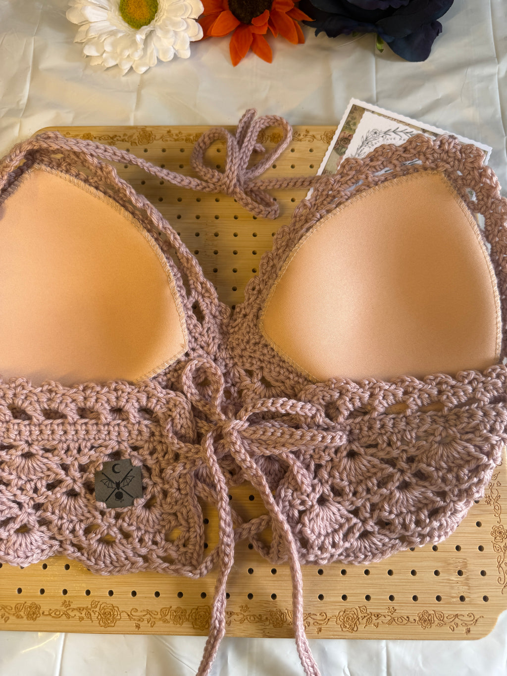 Dusty Rose Halter Top | Hand Crocheted Lace Up Back Top