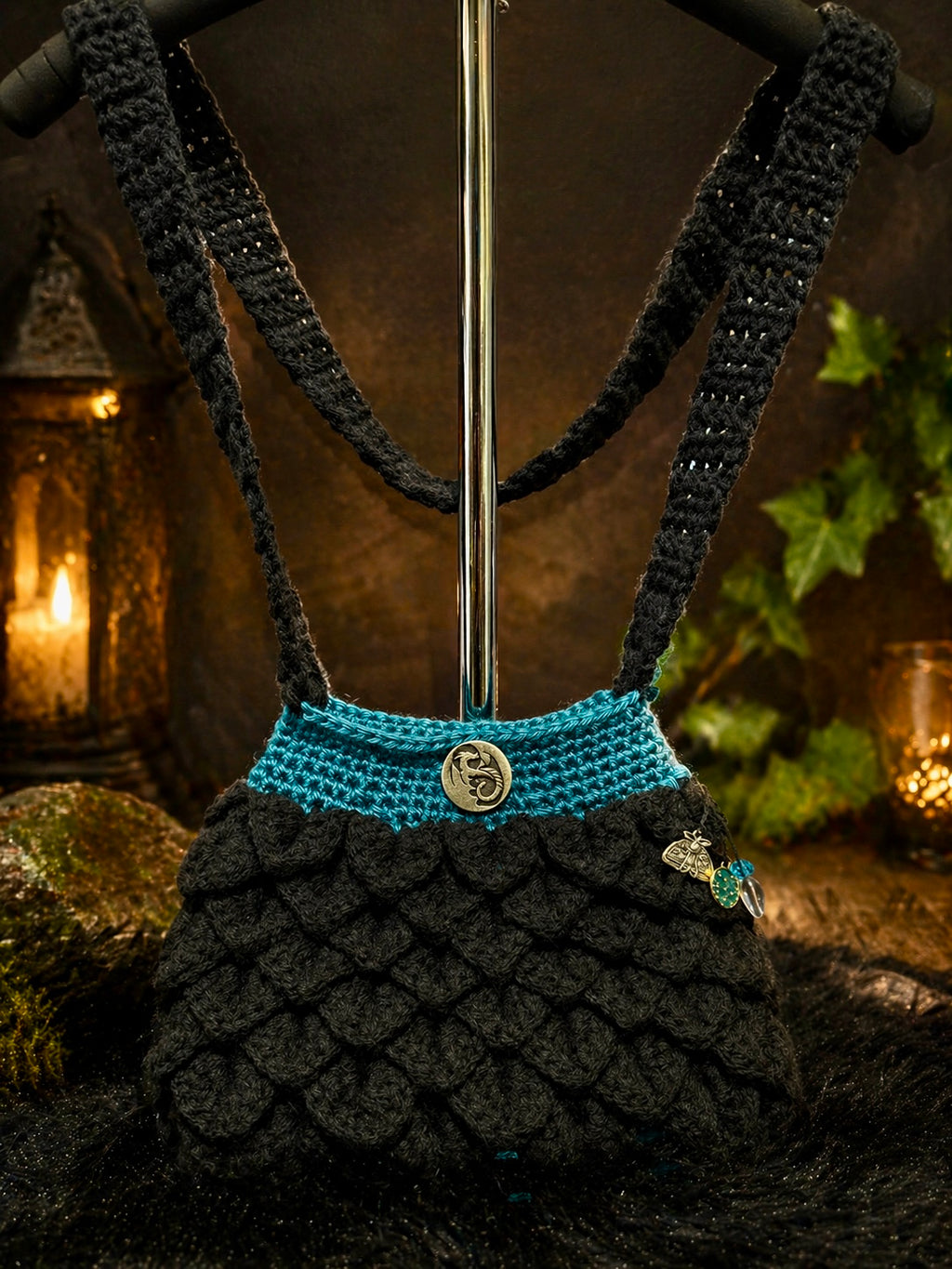 Mystic Ocean Dragon Scale Purse – Lined Crochet Bag | Handmade
