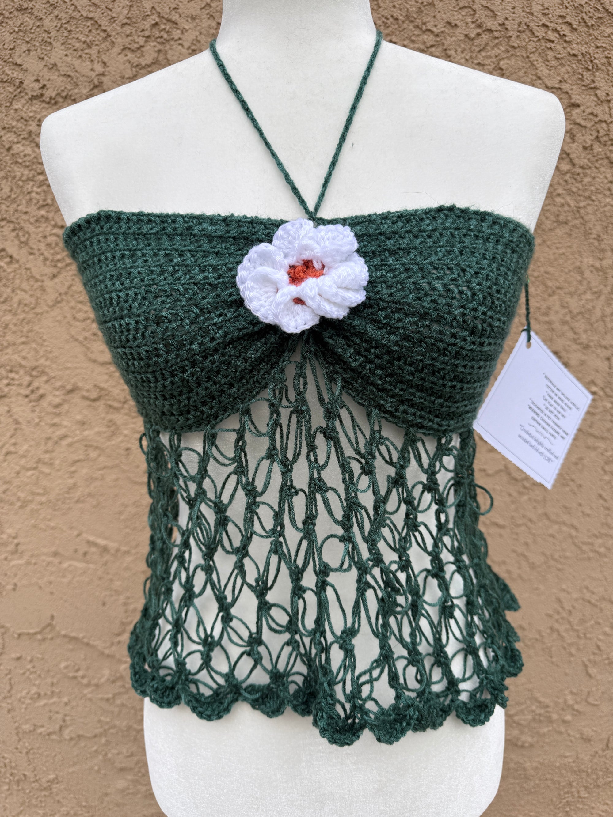 Wildflower Halter Top | Hand Crocheted Lace Up Back Top