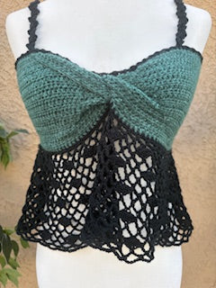 Forest Noir Lace Tank | Hand Crocheted Tank with Built In Cups