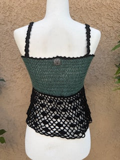 Forest Noir Lace Tank | Hand Crocheted Tank with Built In Cups