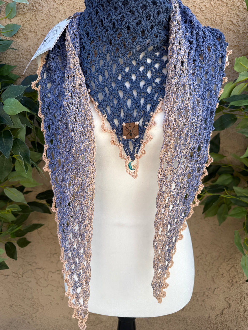 Crochet Triangle Shawl – Moonstone Drift | Hand Crocheted Shawl, Scarf & Wrap