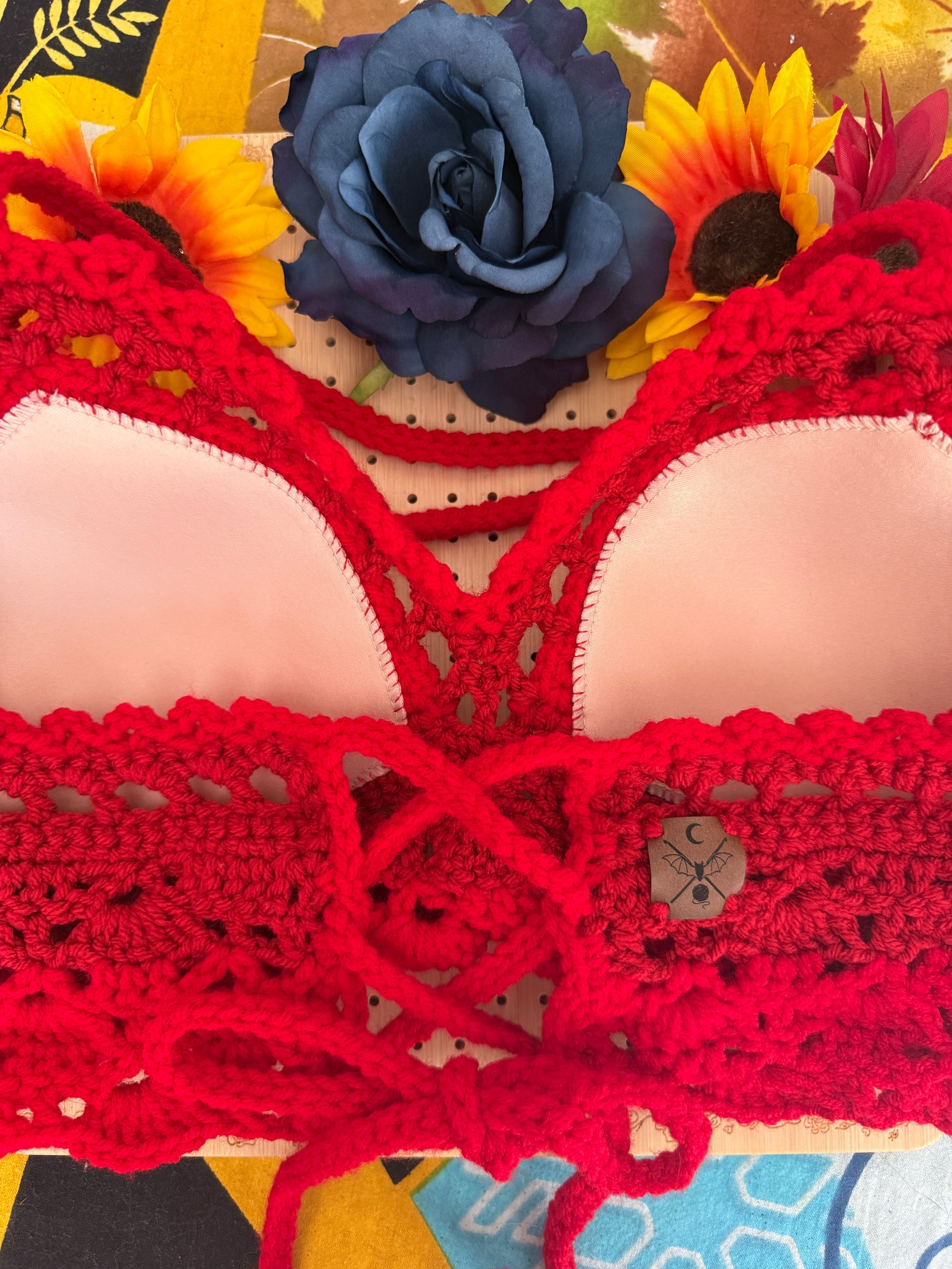 Crochet Halter Bralette – Crimson Spell | Hand Crocheted Lace-Up Back Top