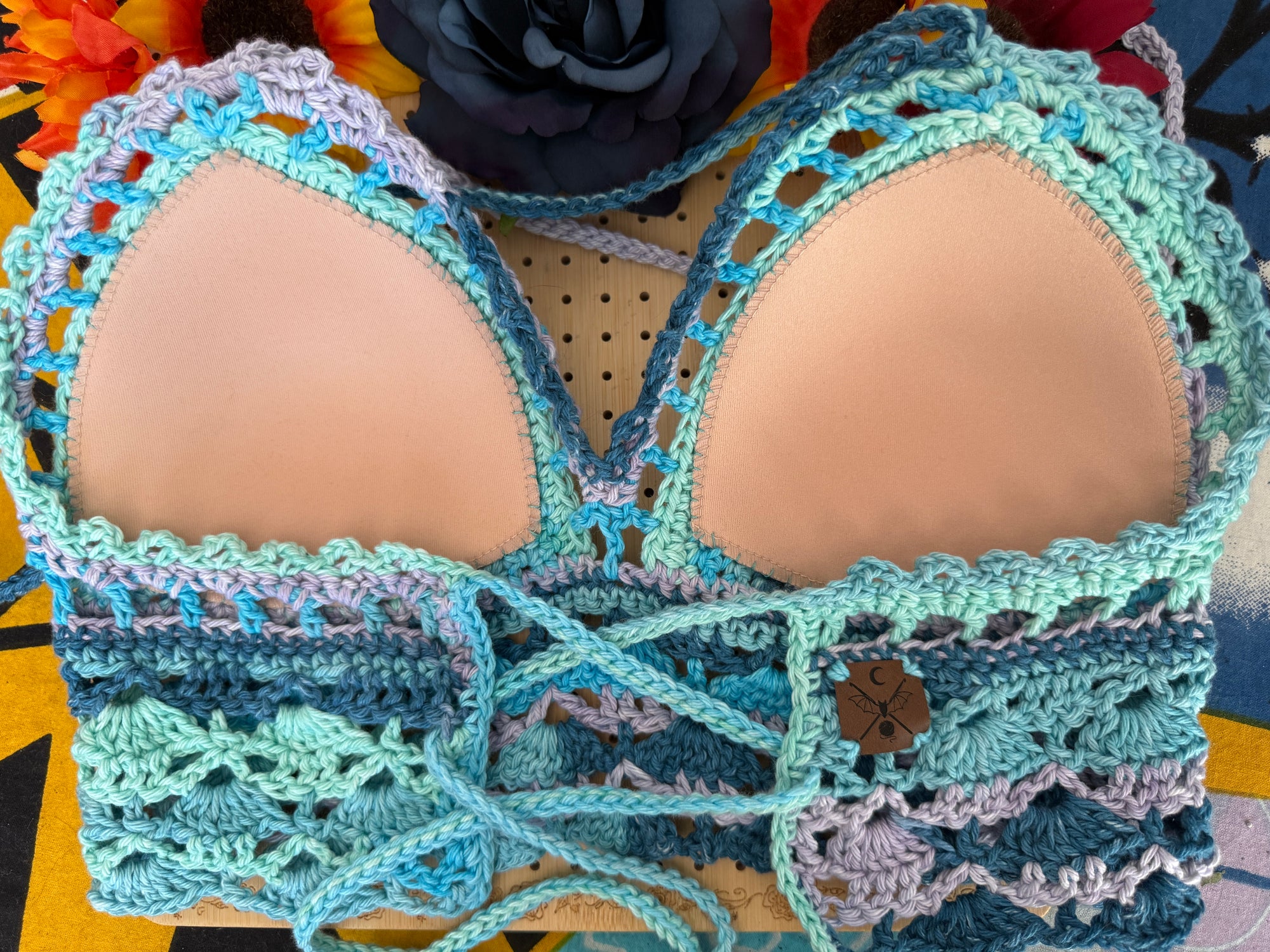 Crochet Halter Bralette – Siren Tide | Hand Crocheted Lace-Up Back Top