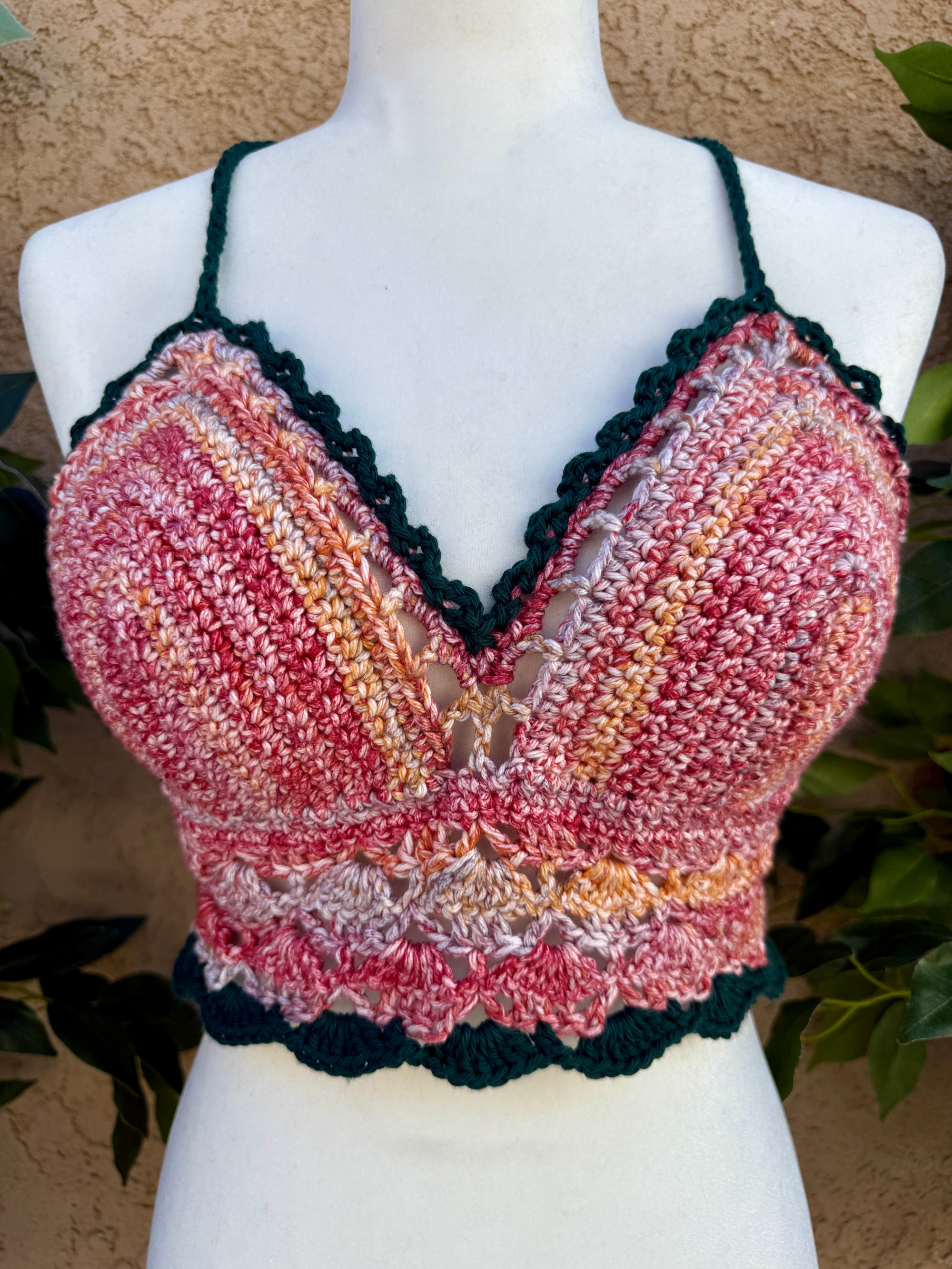 Crochet Halter Bralette – Wild Bloom | Hand Crocheted Lace-Up Back Top
