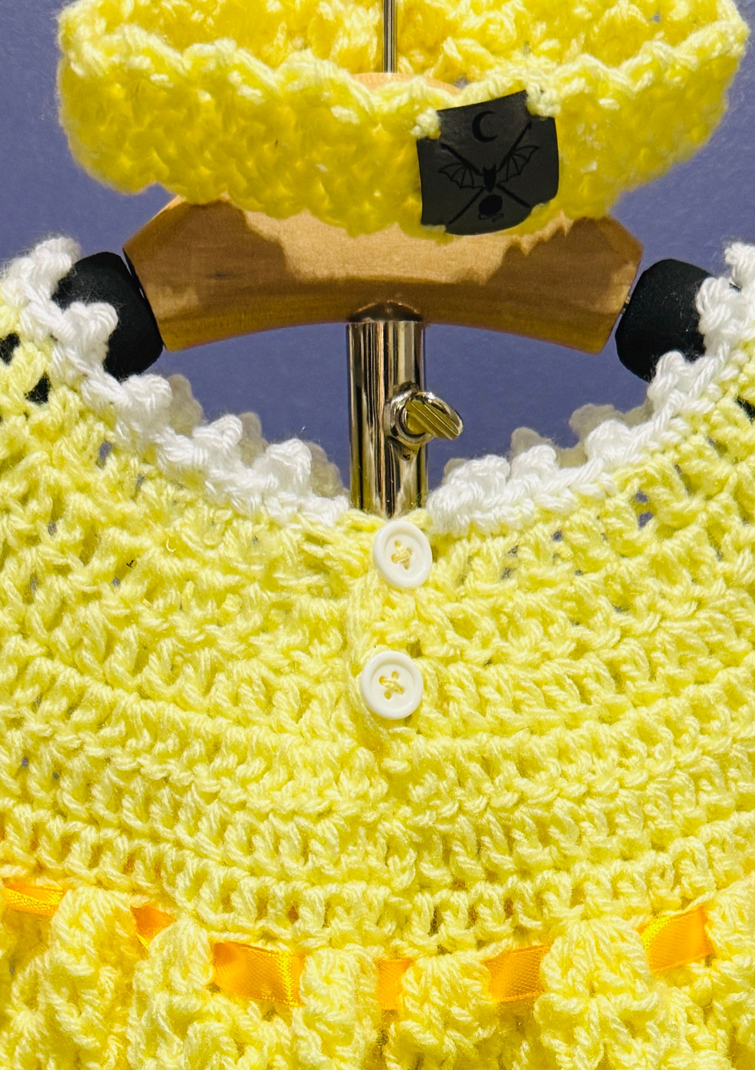 Little Chickie Dress Set | Crochet Baby Dress (0–6 Months) | Handmade Yellow Baby Outfit with Matching Headband