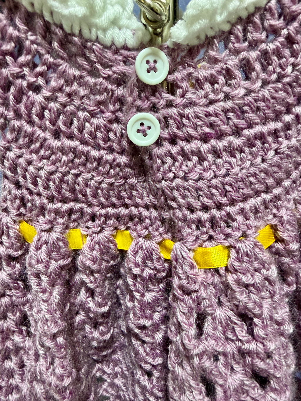 Golden Flutter Dress Set | Crochet Baby Dress (0–6 Months) | Handmade with Butterfly Detail & Headband