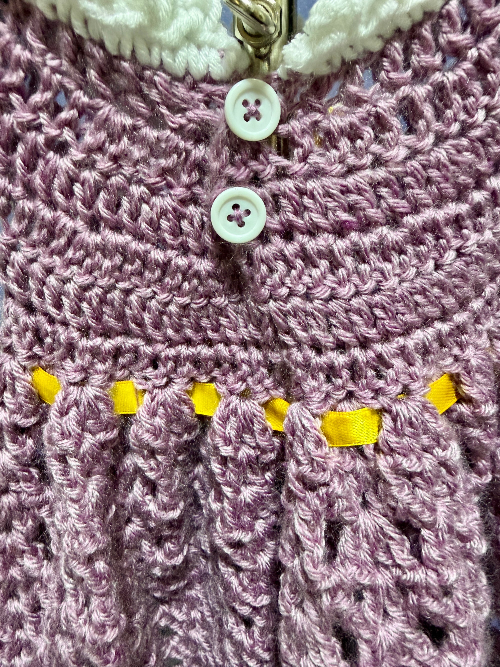 Golden Flutter Dress Set | Crochet Baby Dress (0–6 Months) | Handmade with Butterfly Detail & Headband
