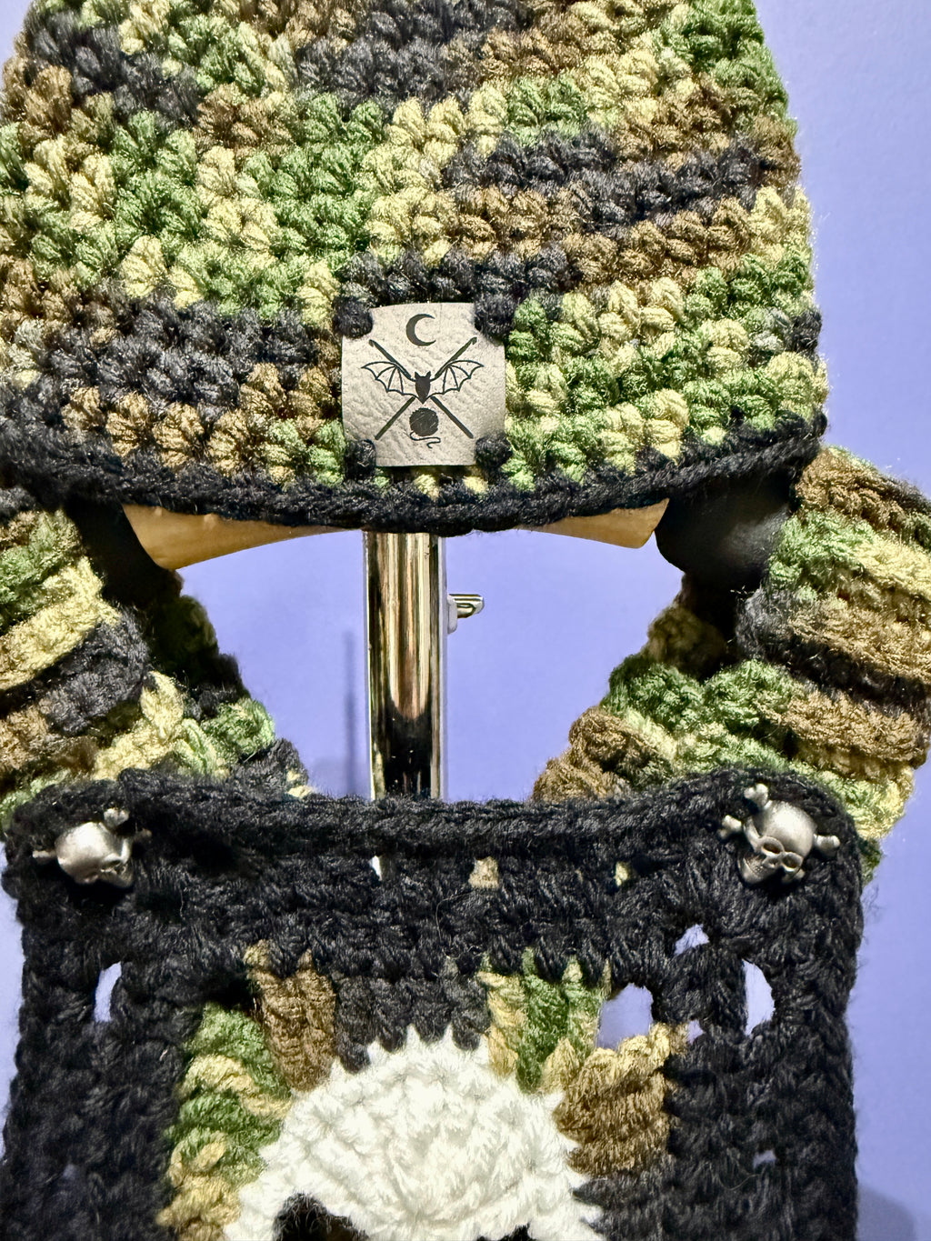 Outlaw Camo Overalls Set – 0–6 Months | Handmade Crochet with Matching Beanie