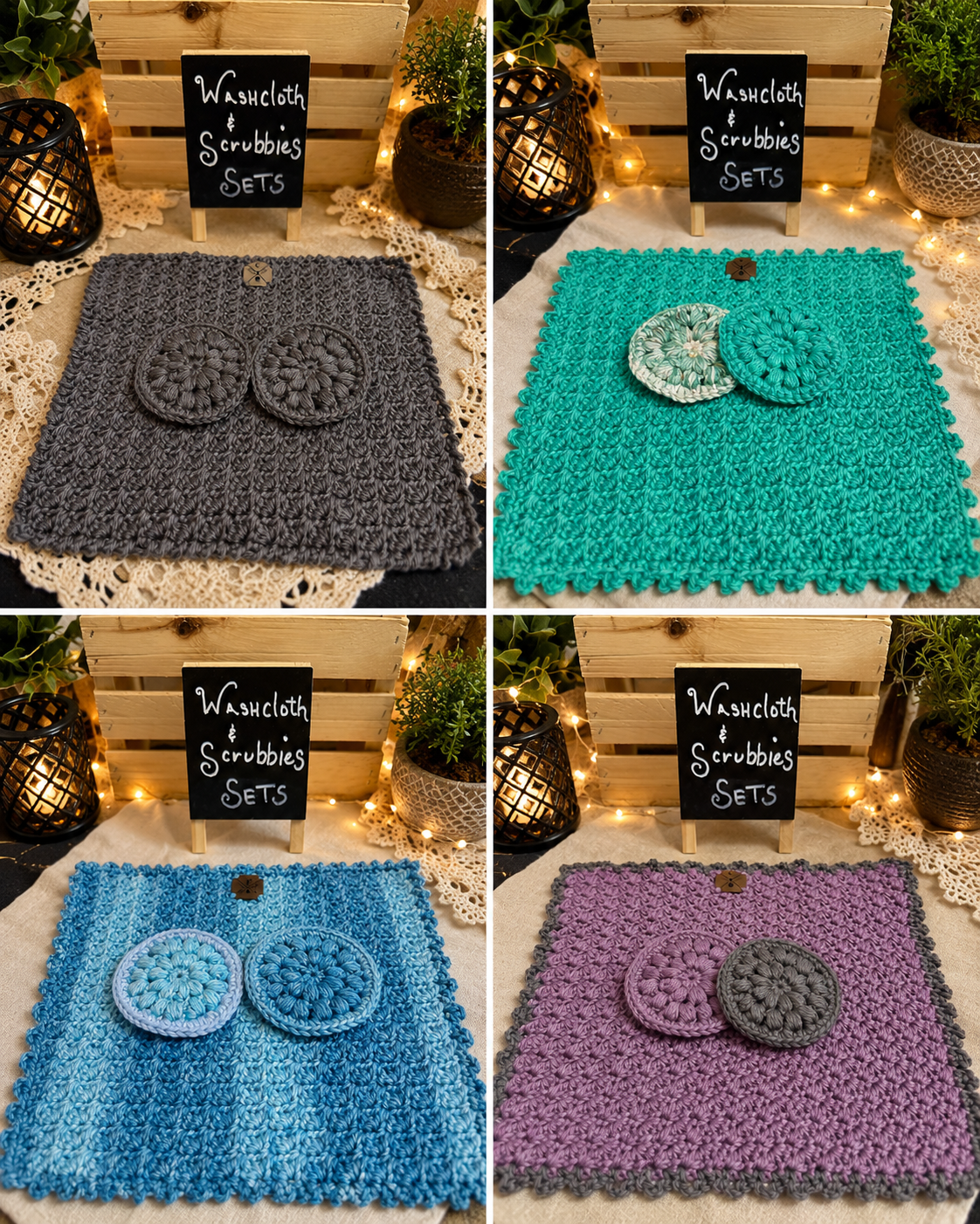 Handmade Washcloth and Scrubby Set