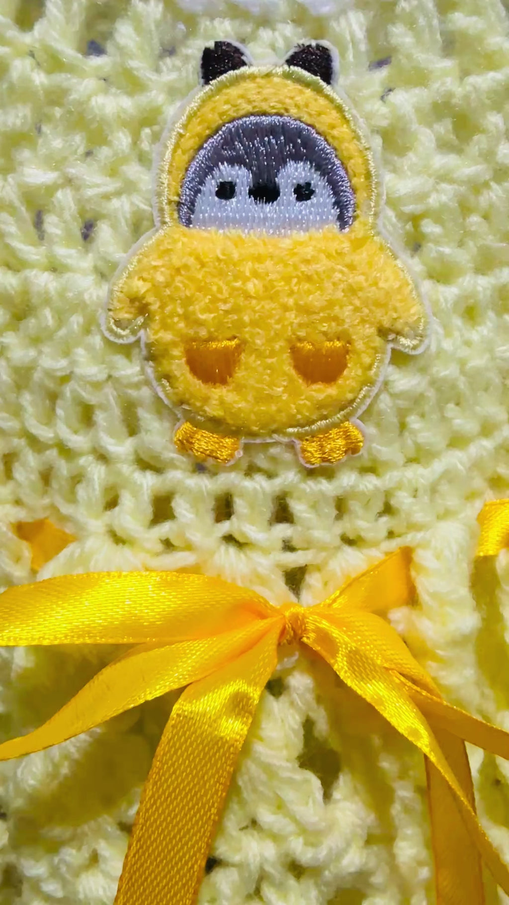 Little Chickie Dress Set | Crochet Baby Dress (0–6 Months) | Handmade Yellow Baby Outfit with Matching Headband