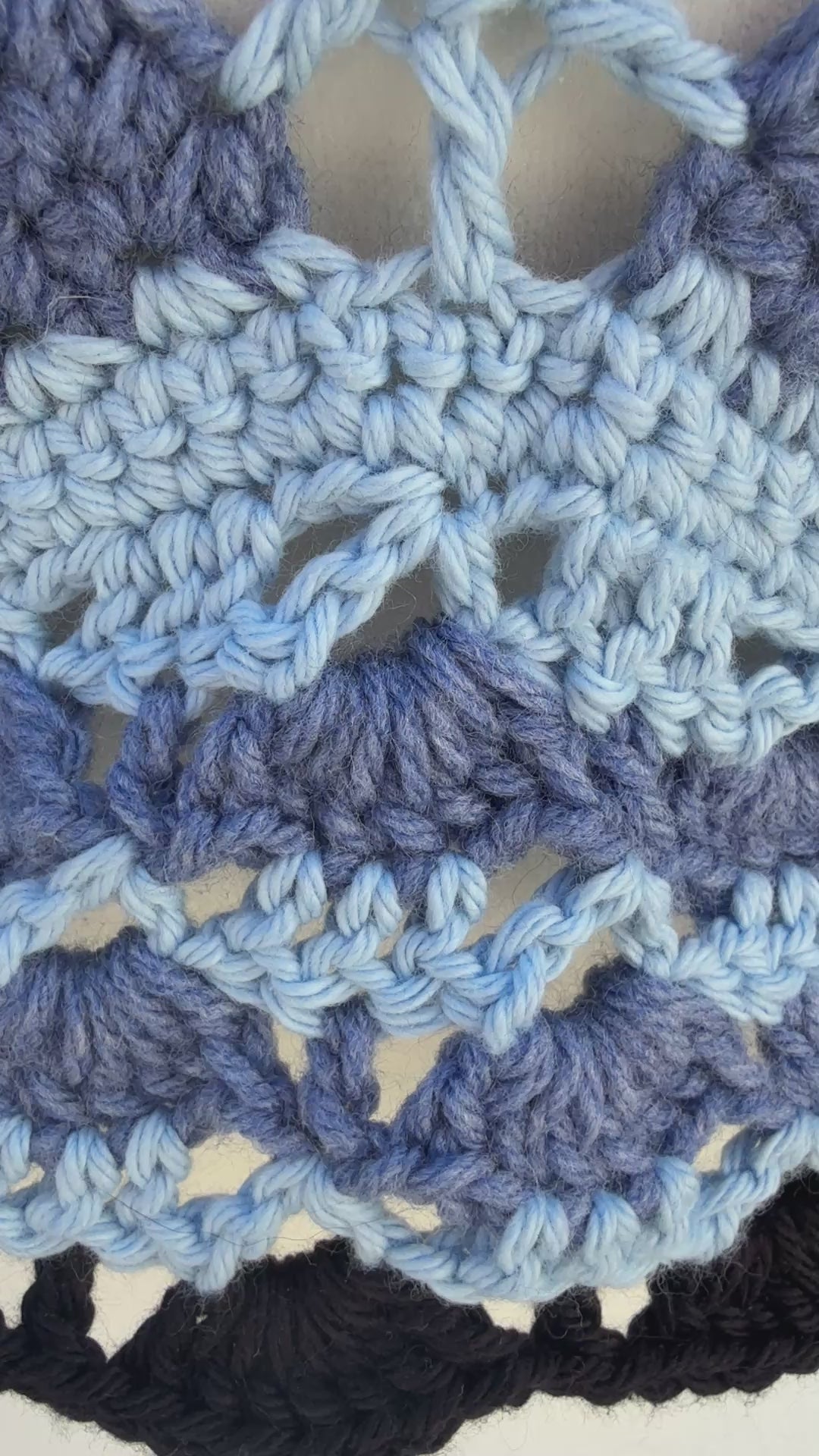 Crochet Halter Bralette – Moonlit Storm Tones | Hand Crocheted Lace-Up Back Top
