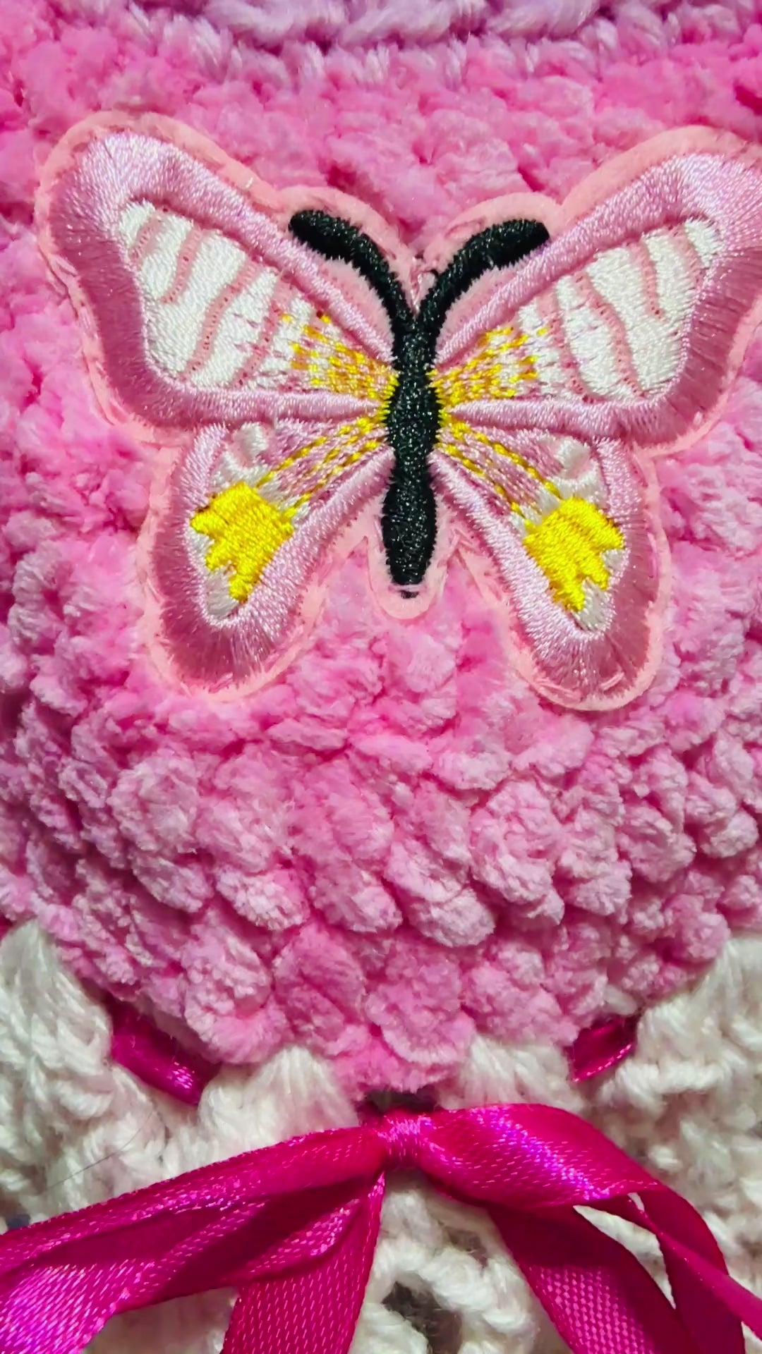 Blush Flutter Dress Set | Crochet Baby Dress (0–6 Months) | Handmade Butterfly Detail & Matching Headband