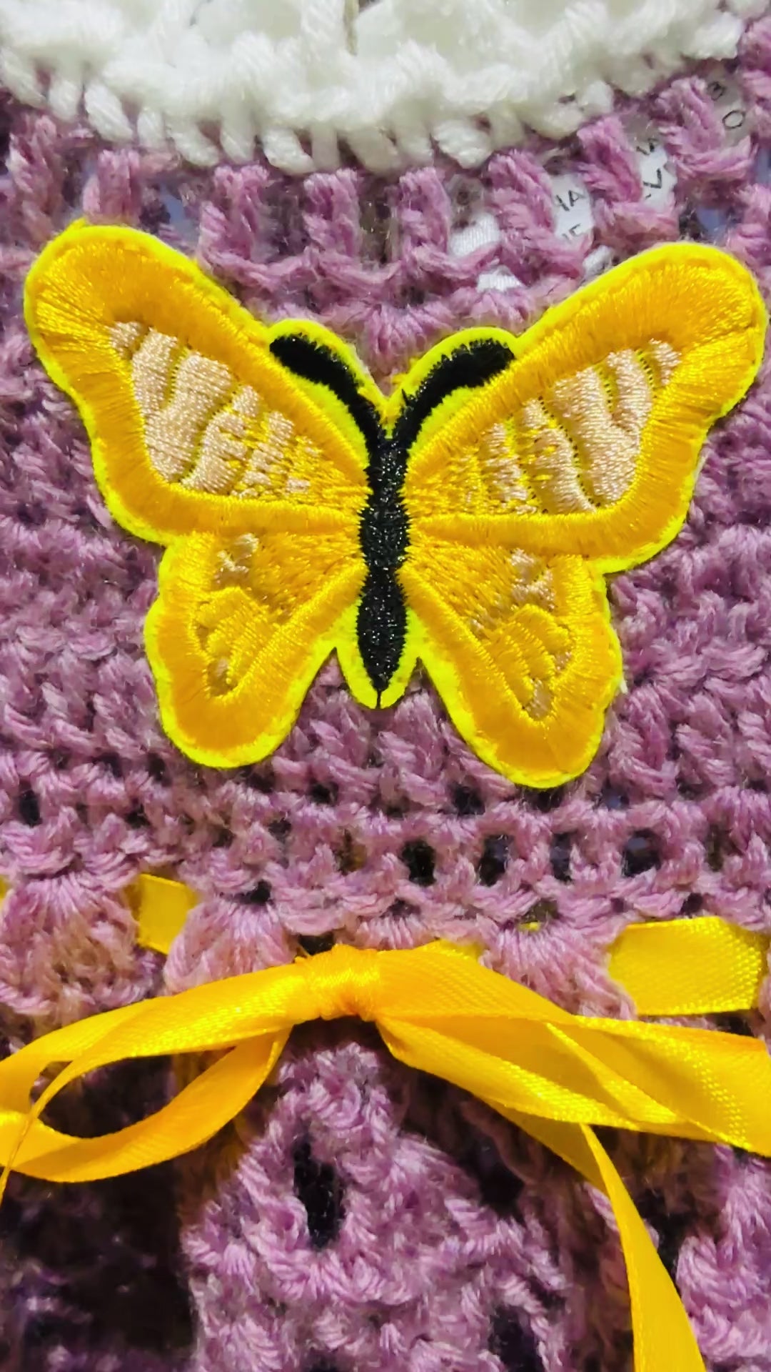 Golden Flutter Dress Set | Crochet Baby Dress (0–6 Months) | Handmade with Butterfly Detail & Headband