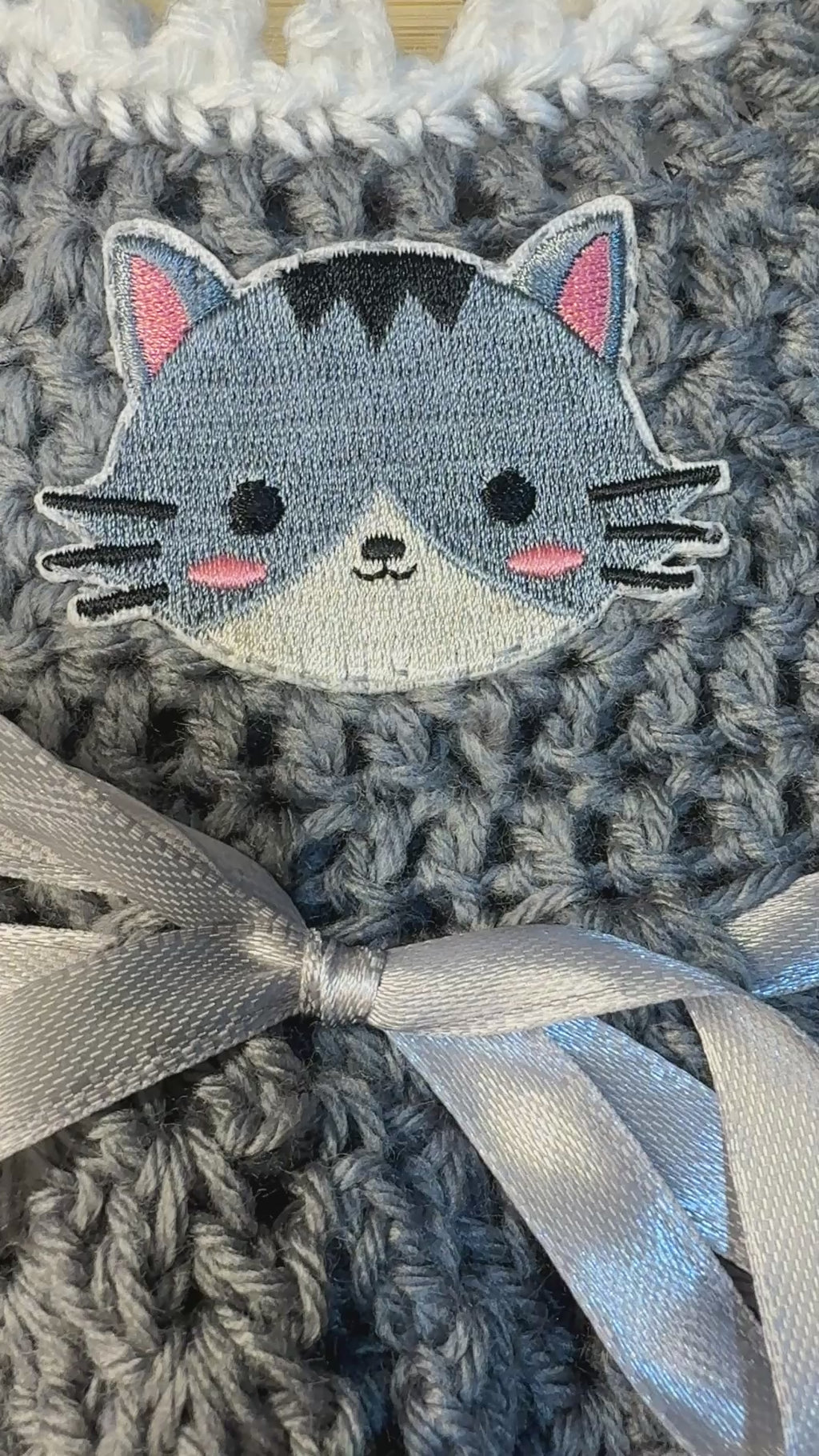 Gray Kitty Baby Dress Set (0–6 Months)