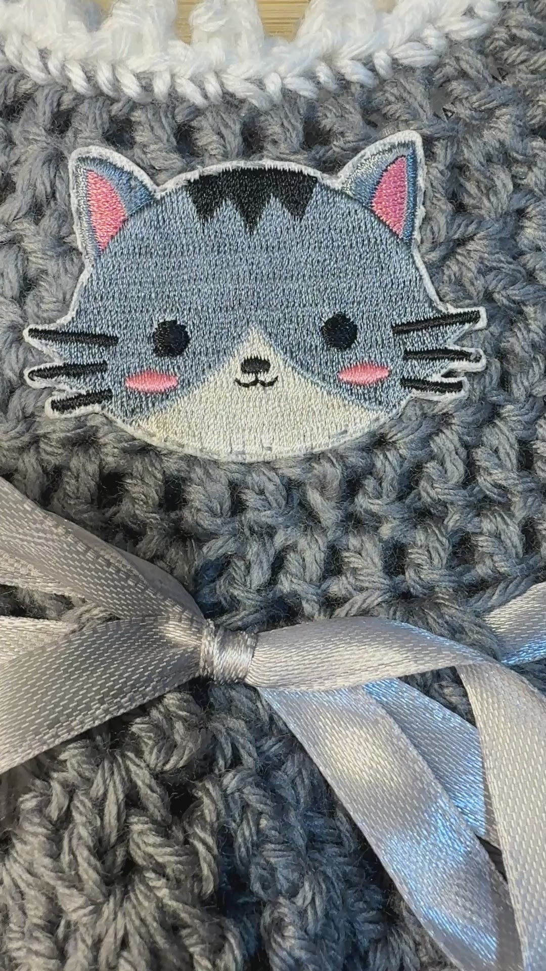 Gray Kitty Baby Dress Set (0–6 Months)