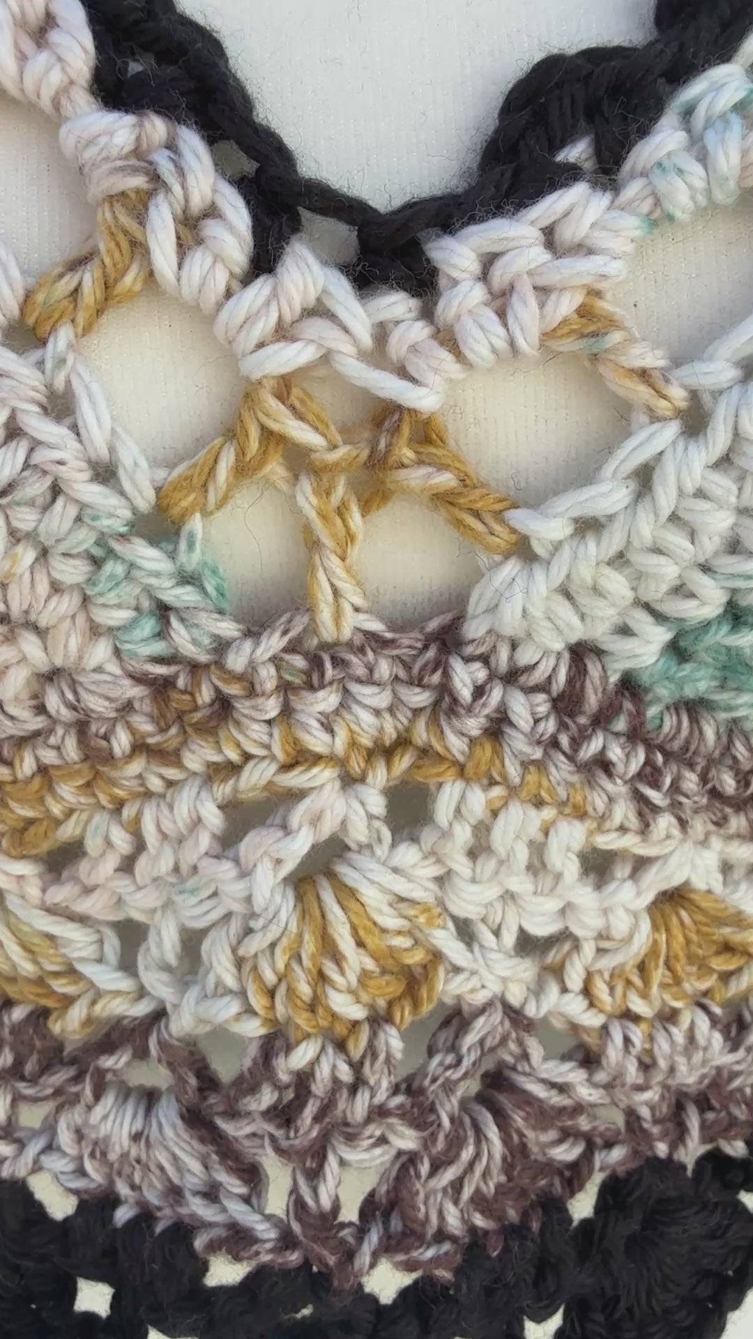 Crochet Halter Bralette – Earth & Moon Tones | Hand Crocheted Lace-Up Back Top